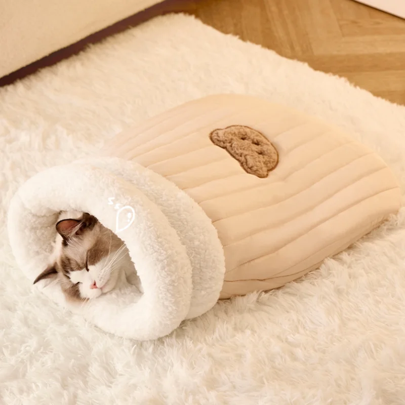 

Cat Bed Cave Soft Covered Cat Bed for Indoor Cats Warming Cat Hideaway Mat Hole Sleeping Cushion Bed for Kittens and Puppies