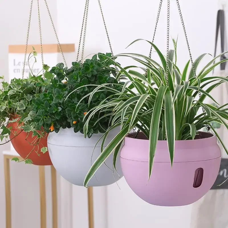 

Bowl-Shaped Plastic Flower Pot Garden Self Watering Hook Hanging Planter Water Storage Release Plant Holder Basket Bowl-Shaped