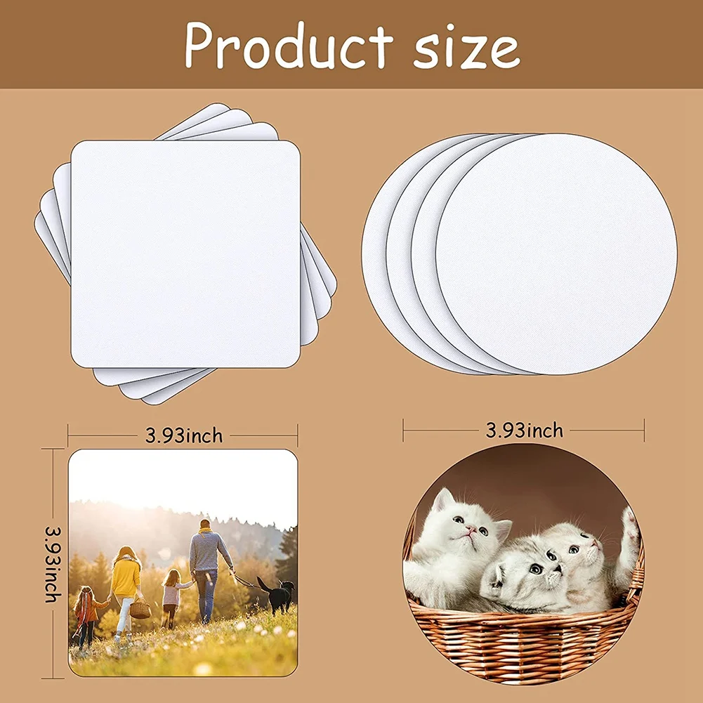 24Pcs of Sublimation Blank Coaster Blank Coaster Rubber Coaster for Sublimation Transfer Thermal Printing Picture Crafts