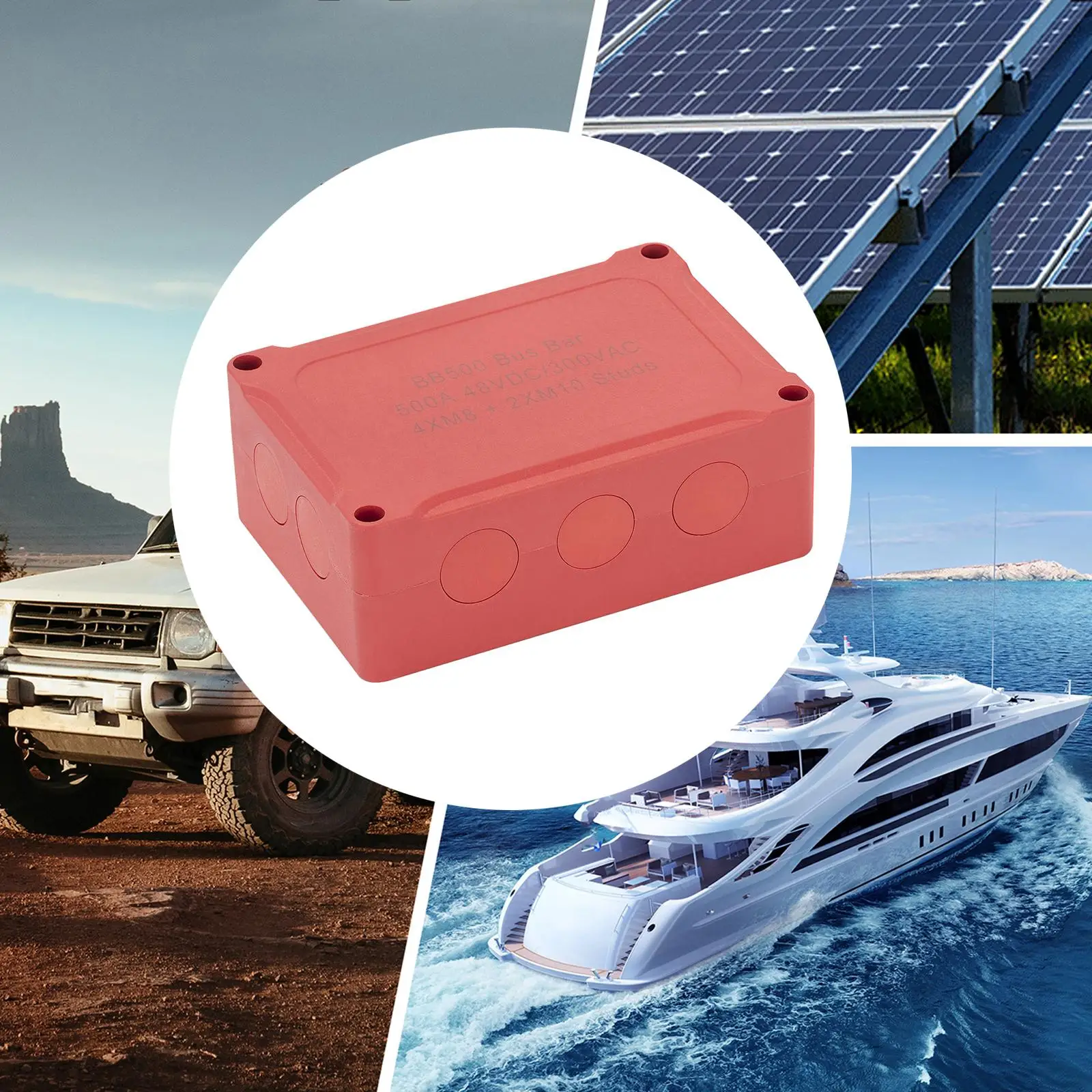 High Capacity Power Distribution Block Bus Bar 500A for RV Marine Boat with Nylon Insulated Terminal Stud Block