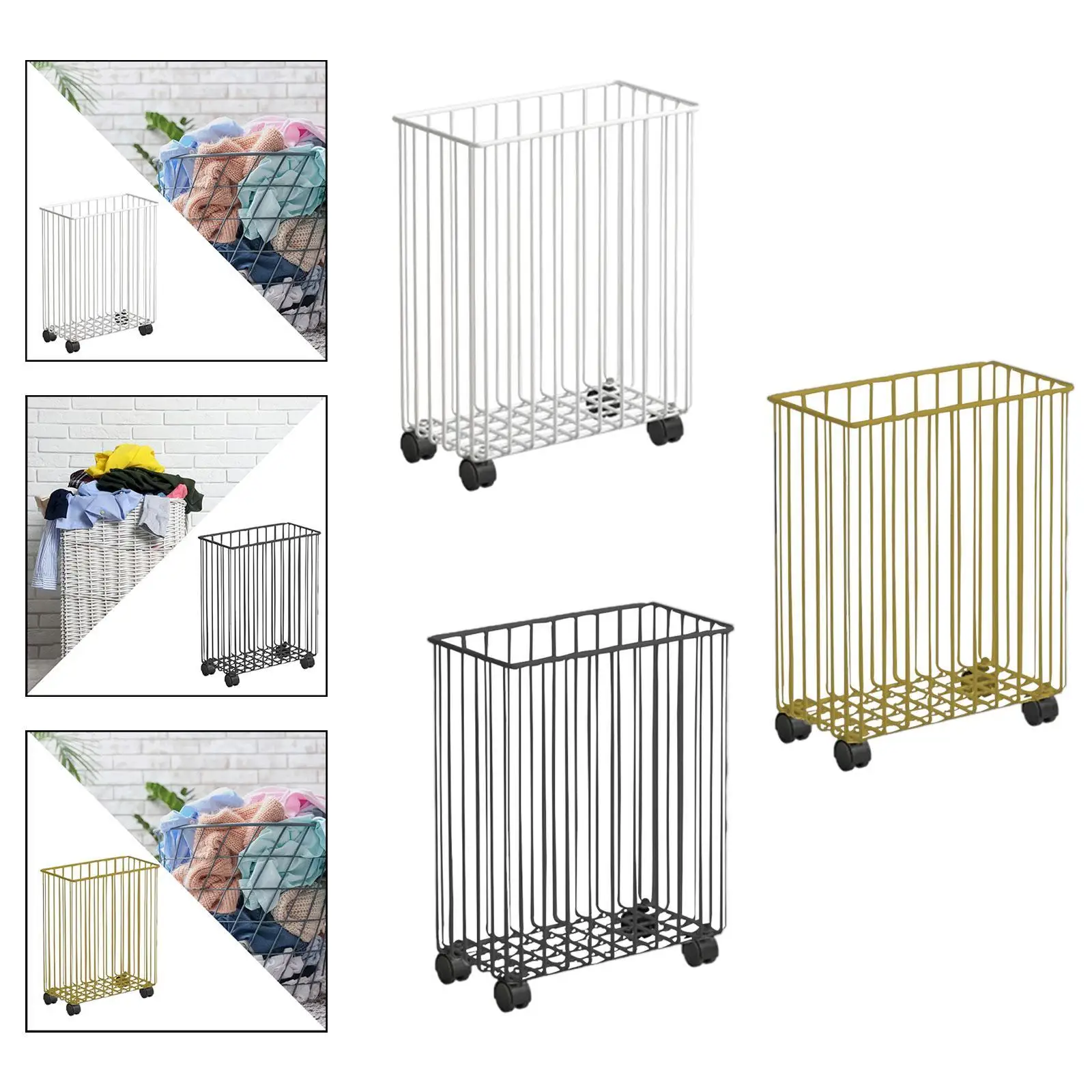 

Laundry Basket with Wheel, Rolling Slim Laundry Basket Space Saving Mat Storage Bin for Strap Resistance Bands