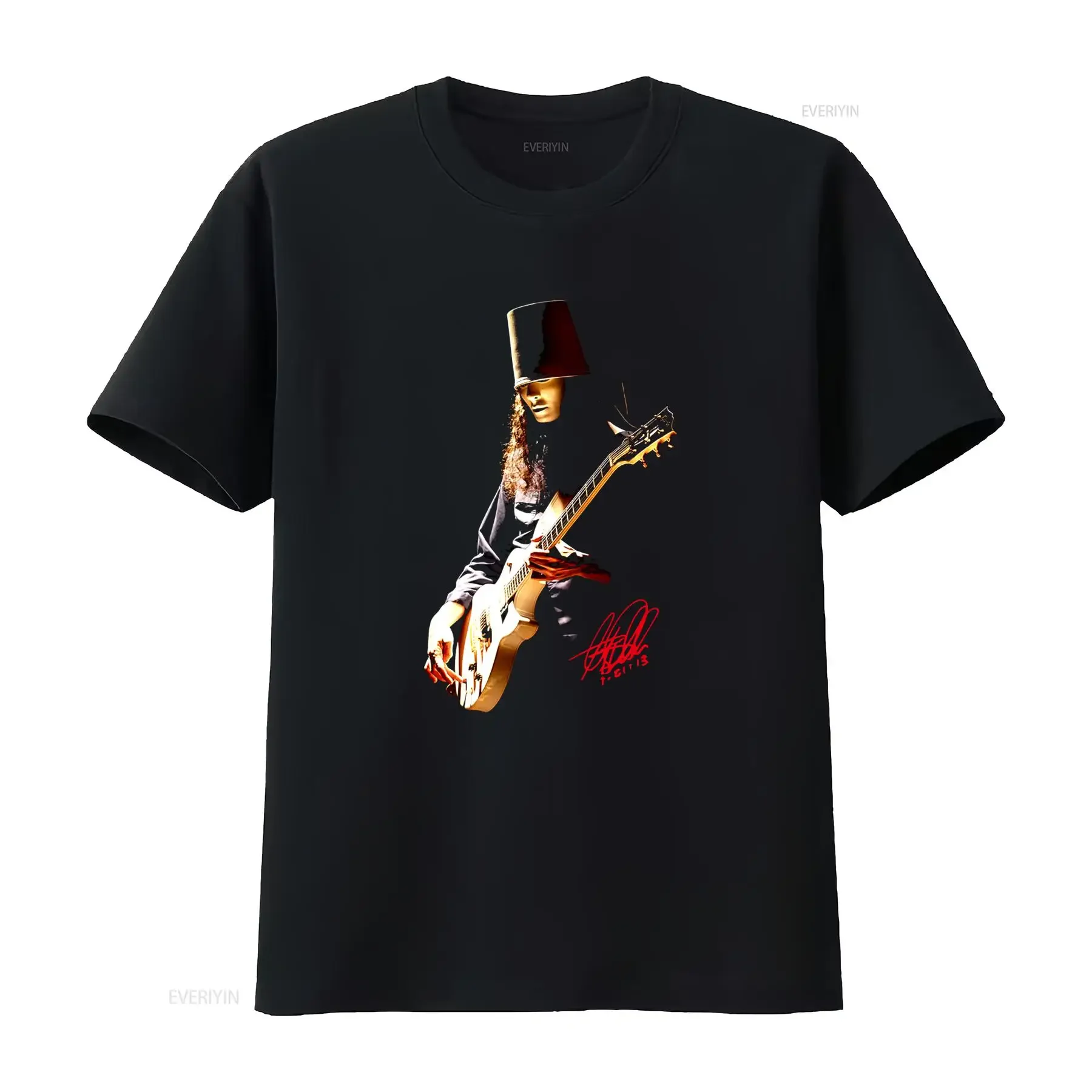 Vintage Buckethead Music Star Signature Black Cotton T Shirt Full Size Rock Guitarist Design vintage Washed Unisex graphic Soft