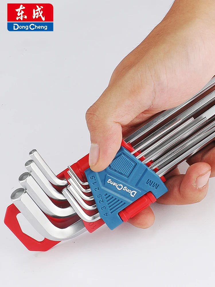 Jeu de clés hexagonales 9 pièces jeu de clés Allen métriques 1.5-10MM anti-dérapant longue extrémité sphérique jeu de clés hexagonales clé pour les réparations de vélos de véhicules