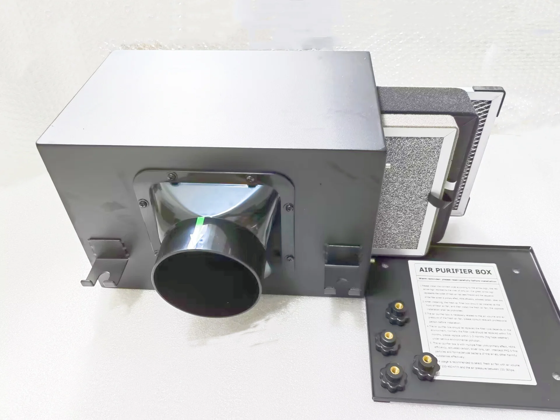 Fresh Air Intake Inline Filter Box With Pre-Filter Activated Carbon and HEPA Filter HVAC System Heating And Cooling Ventilation
