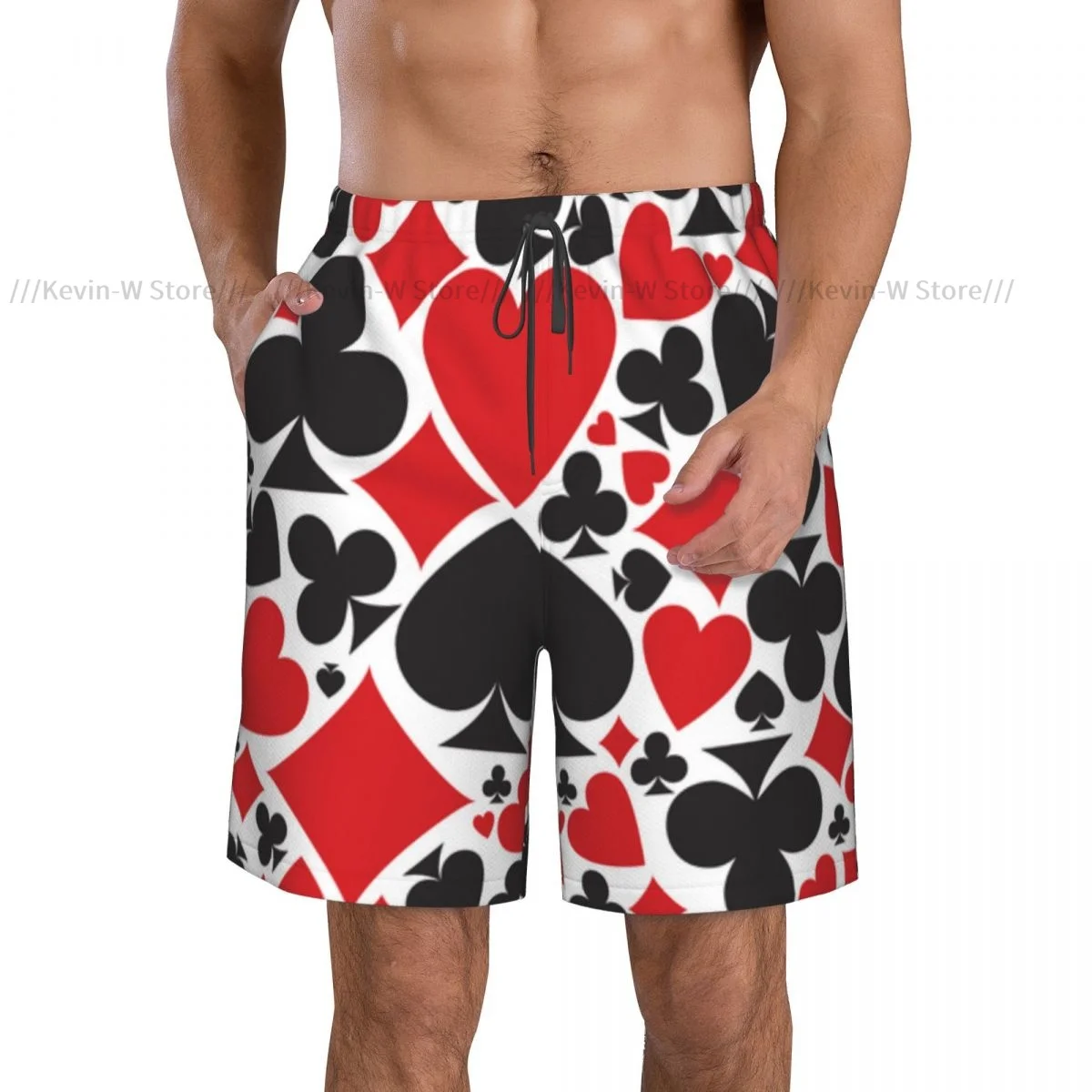 Mens Quick-drying Beachwear Poker Pattern With Card Suits Swimsuit Men 2024 Bathing Suit Summer Men's Swimwear