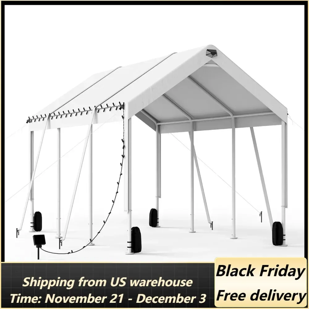 Carport Canopy 10x16 Heavy Duty, Carport Canopy with Adjustable Height, Portable Car Port Garage, Car Shelter All Weather, White