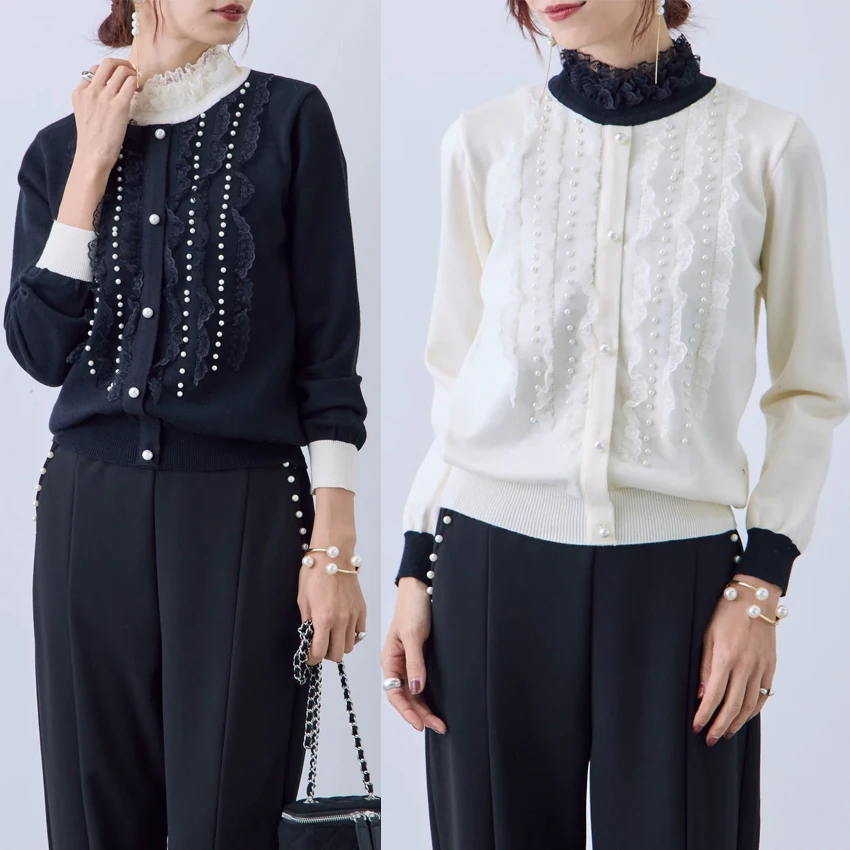 

Heavy Embellied Loose Long Sve round Ne Knitted Top New 2025 Faion Women's Premium Quali Polyester Fiber Inner Wear