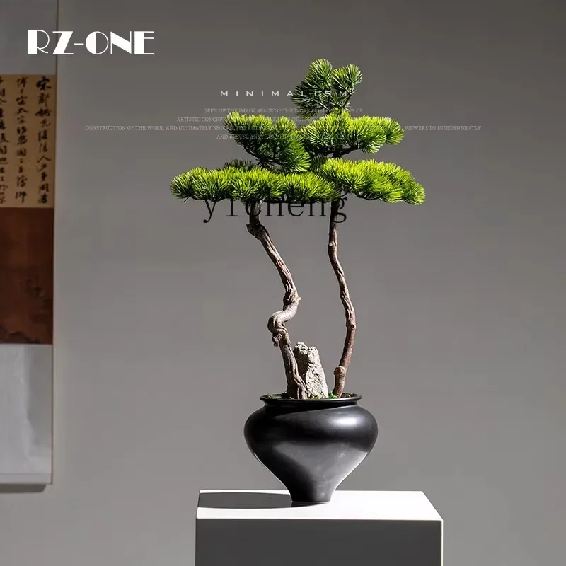 Q-3 BJ-27 Welcome Pine Bonsai Green Plant Ornament Natural Wood Entrance Hotel Soft Decoration