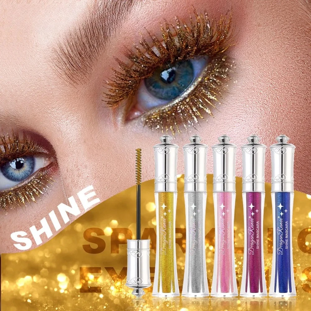 Purple Gold Diamond Mascara Shining Sequins Sweat Proof Glitter Eyelashes Quick Dry Lasting Curling Thick Mascara Shimmer Makeup