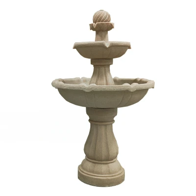 

French fountain retro white villa garden decoration solar outdoor water landscape