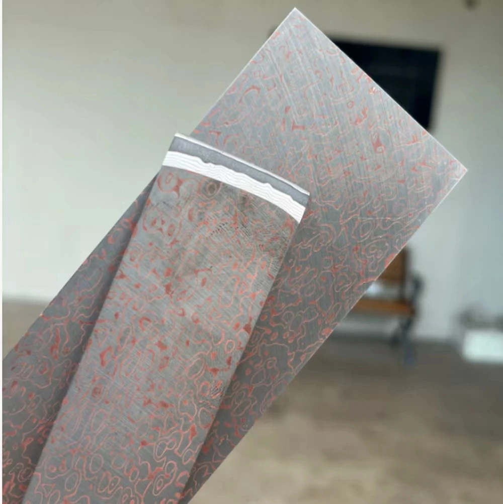 Kupfer-Damast-San-Mai-Stahlstab, 45 Lagen Cu-Mai Messerklingenrohling, vorgehärteter Edelstahl für DIY-Messerherstellung – Detail 9