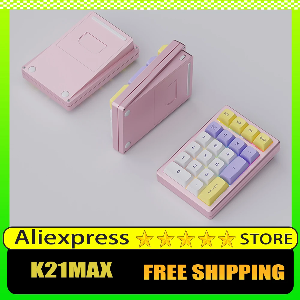 

Keycool K21MAX Механическая клавиатура 2,4G с тремя режимами из алюминиевого сплава PBT Keycap RGB Беспроводная мини-цифровая клавиатура Аксессуары для ПК Офисный подарок
