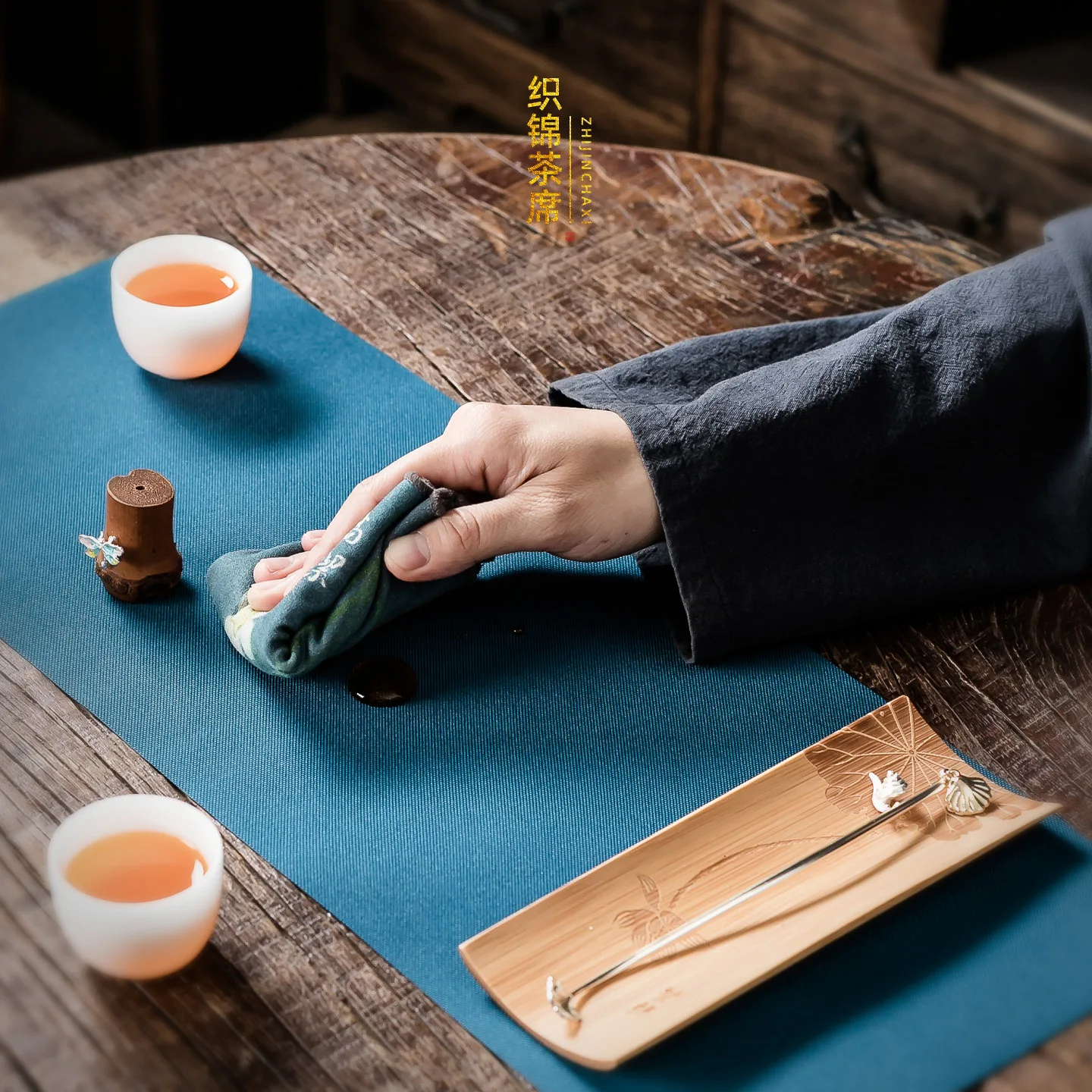 New Chinese Style Yunjin Double-Sided Brocade Tea Mat Tea Table Dry Foam Mat Waterproof Table Runner Moisture-Proof Tea Towel