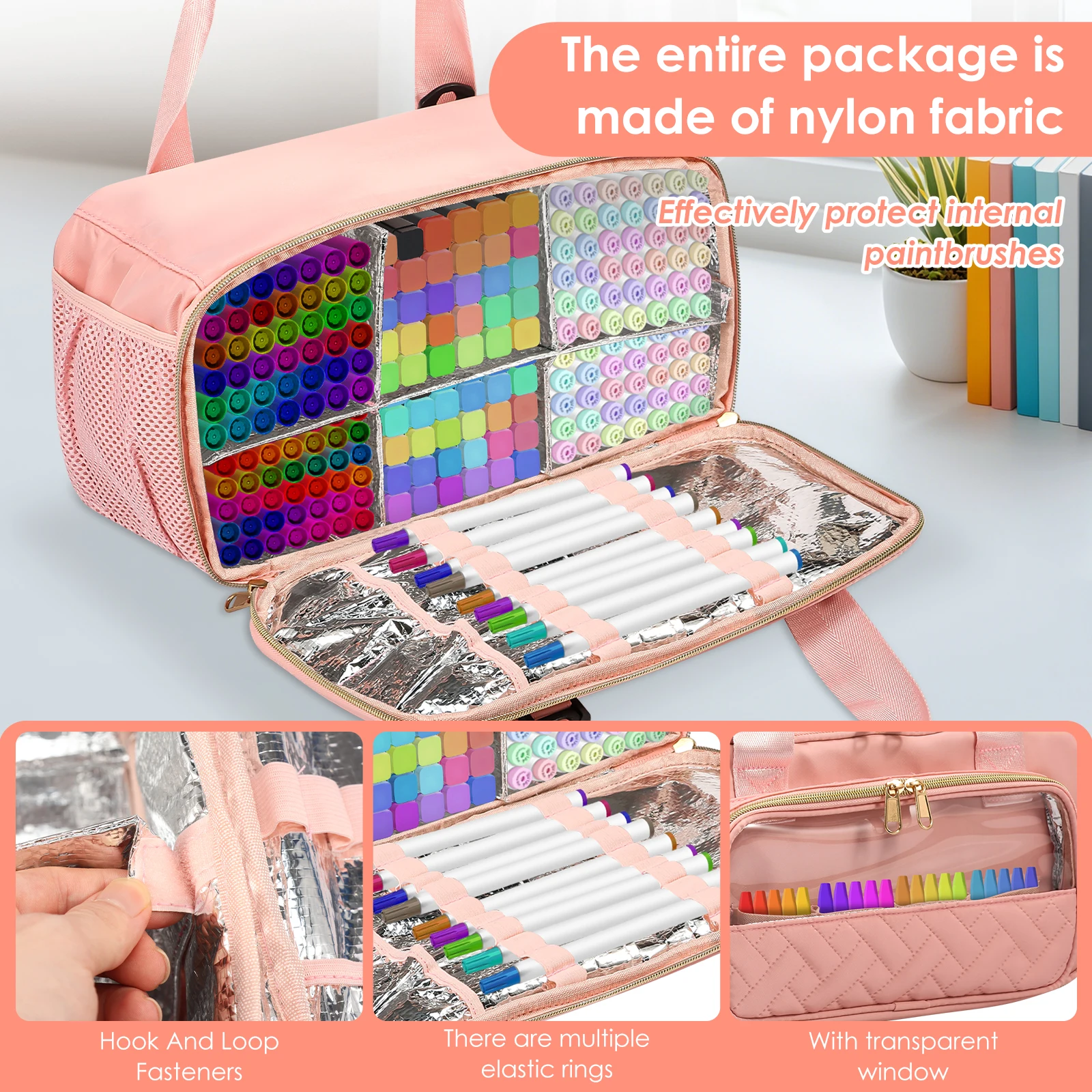 Organizer na markery, duża pojemność, torba do przechowywania artykułów plastycznych z przegródkami i łatwymi do czyszczenia wkładkami do zajęć plastycznych i malowania na zewnątrz.