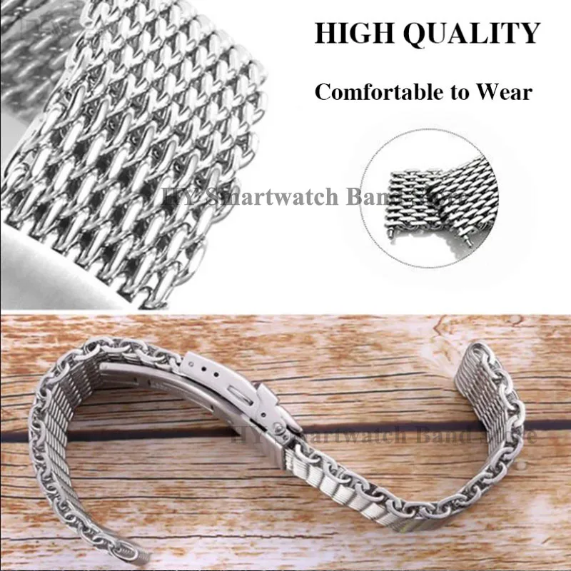 Shark Mesh Steel Watch Strap for Seiko 18mm 20mm 22mm 24mm Solid Steel Strap 4.0mm Thickness Adjustable Diving Luxury Bracelet