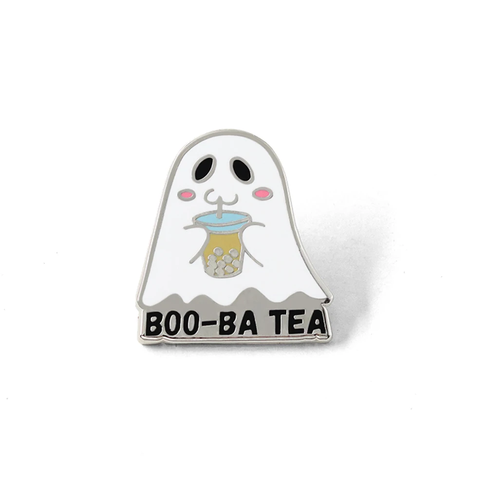 Niedliche kleine Geister-Brosche mit Bubble Tea-Motiv, Halloween-Themen-Abzeichen, modisches Accessoire für die gruselige Jahreszeit, lustiges Geschenk – Detail 7