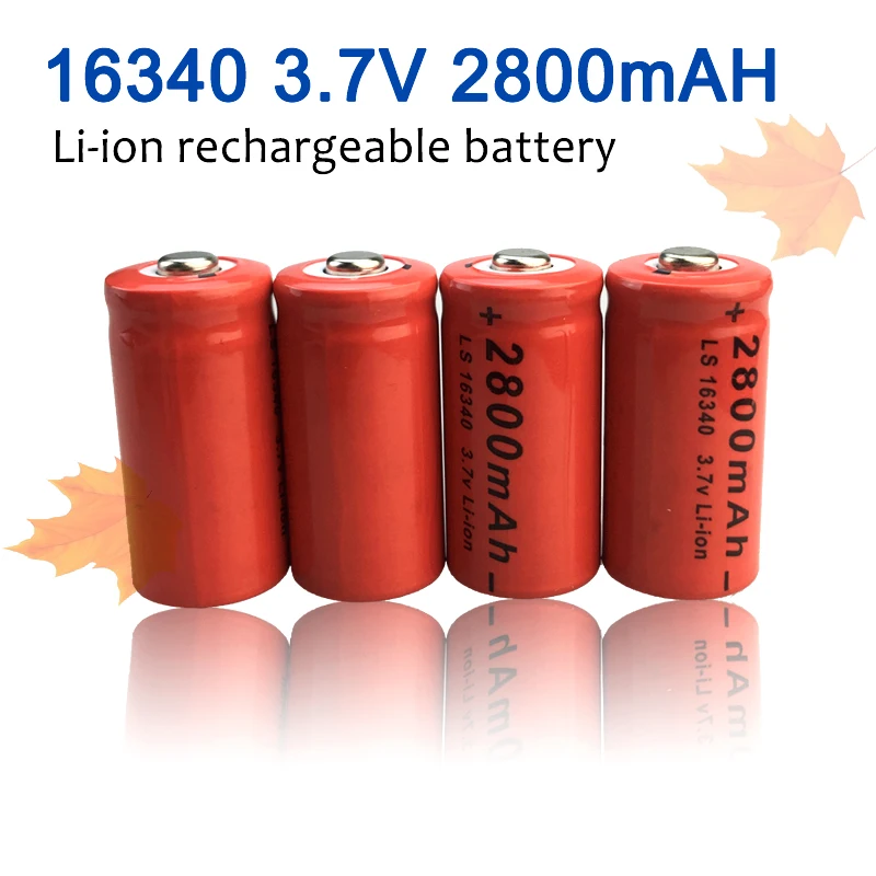 

3.7V 2800mAh CR123A RCR 123 ICR 16340 for Safety Camera Rechargeable Battery Lithium Ion Battery with Charger