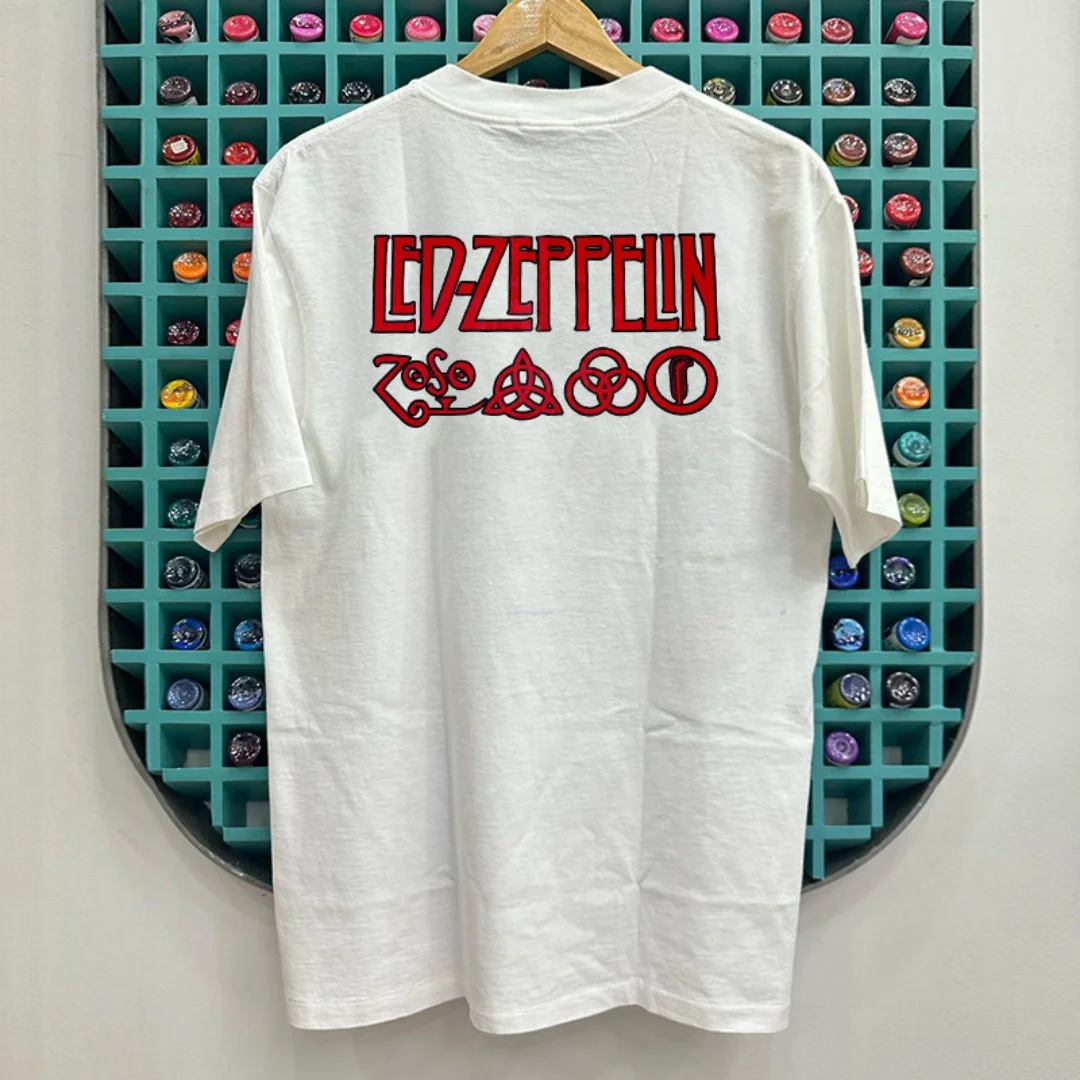 2026 Led Zeppelin Rock band short-sleeved T-shirt Fashion Sports Pure cotton Men's T-Shirt Children's Clothing Tee Y2k Woman
