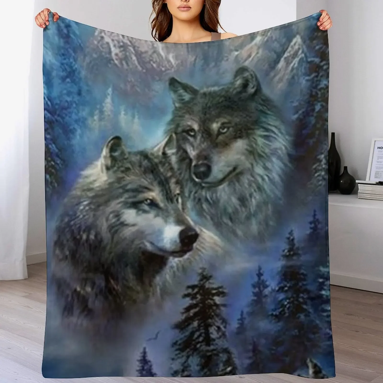 

wolves of the wild west Throw Blanket Plaid on the sofa For Baby valentine gift ideas Decoratives Blankets