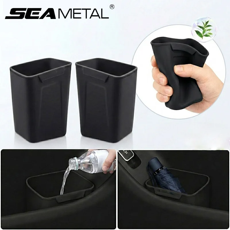 SEAMETAL Silicone Car Door Cup Holder Storage Box Trash Can product image