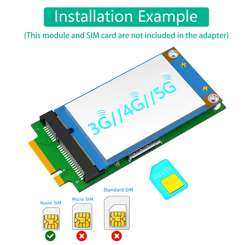 ミニPCi Expressアダプター,SIMスロット付き,ngffキー,ミニカード用インターフェース,フルサイズ,3g,4g,5gモジュール,新品