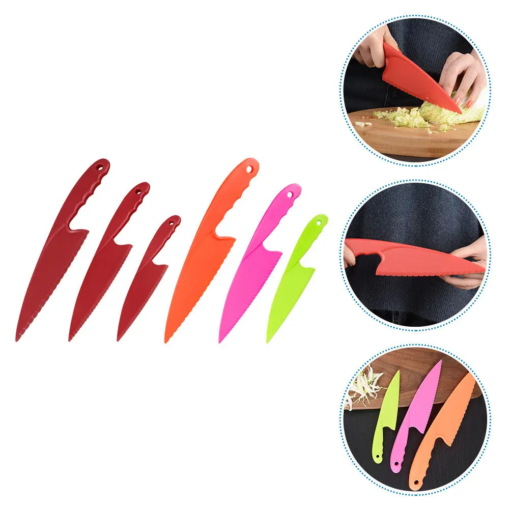 6PCS Plastic Kids Educational Cutters Kids Educational Cutters Cake Slicer Birthday Tools Food Grade R om Color
