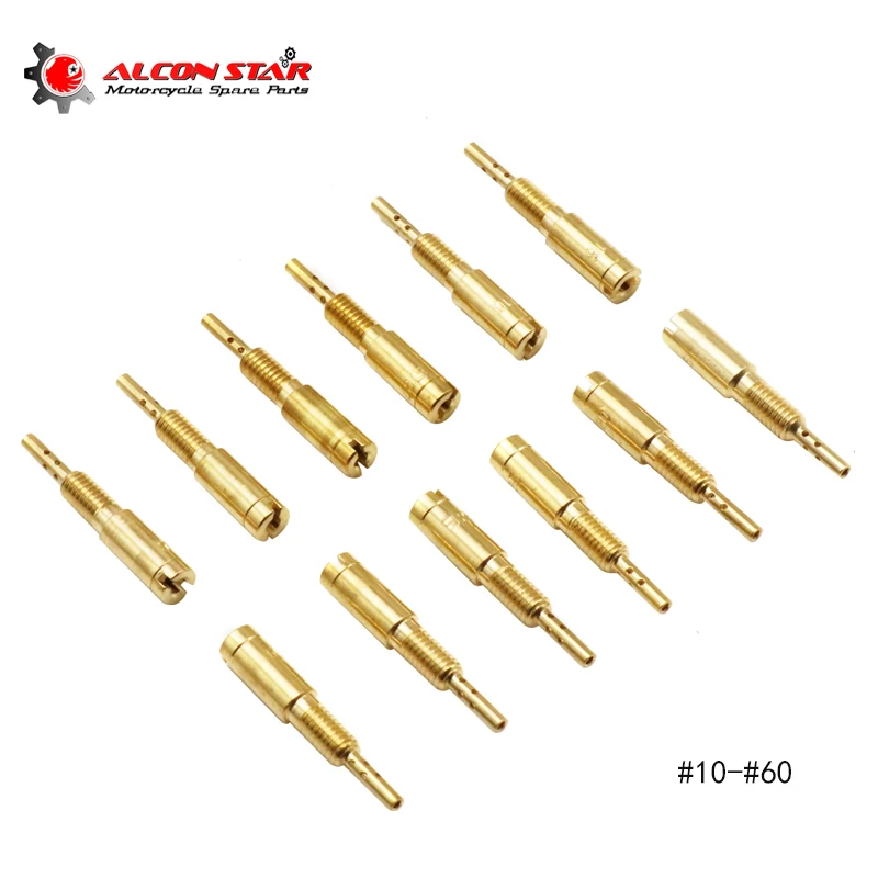 Alconstar 12pc Sub-injectors Mortorcycle Slow Pilot Jet Scooter For Mikuni HS40, HSR42/45/48, RS34-RS40 TM33 TM36 TM40 VM28/486