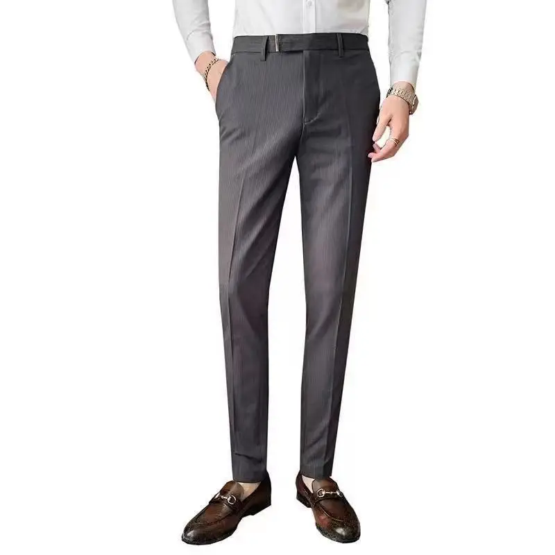 

Men‘s Suit Pants Slim Business Office Spring Summer Black Grey Thin Black Casual Trouser Male Pants Mens Korean Fashion C33