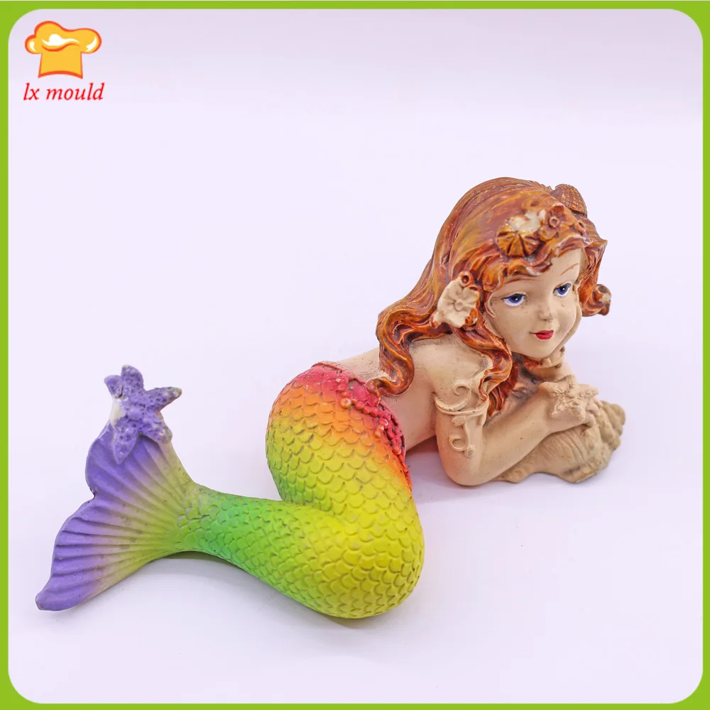 3D Mermaid & Marine Life Silicone Mold Candle Soap Melts Girl Mermaid Birthday Cake Decorating Chocolate Baking Mould