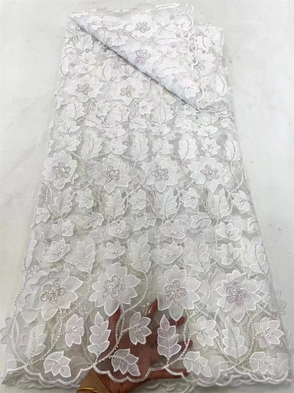 African Chiffon Lace Fabric 2024 High Quality Lace Material Nigerian French African Cotton Lace Fabric For Women Wedding