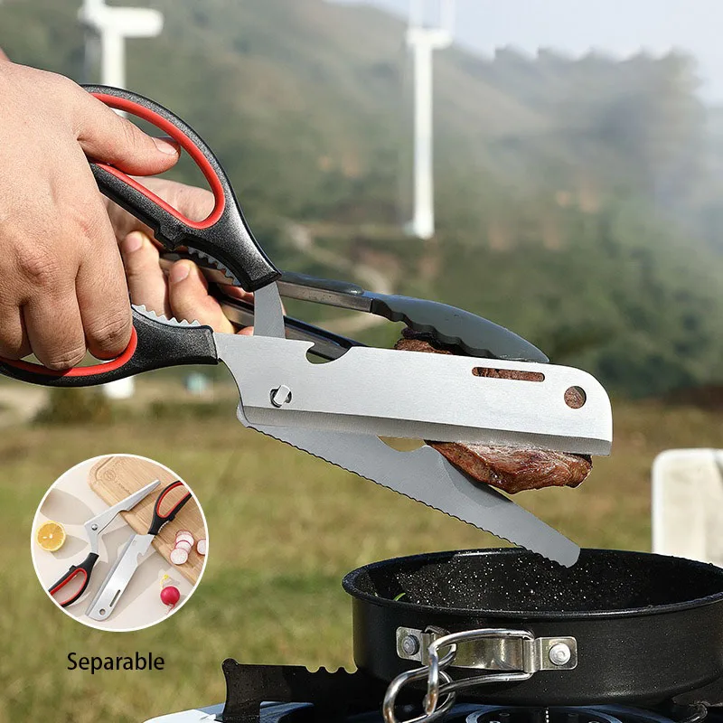 

420J2 Stainless Steel Multi Functional Separable Kitchen Scissors Household Fruit Cutting Knife Barbecue Meat Cutter For Home