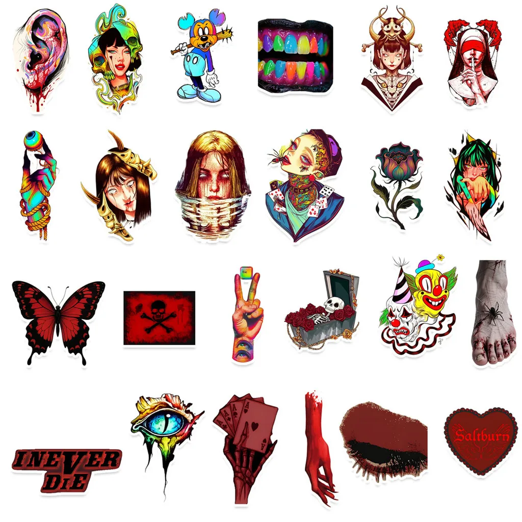 50 adesivi horror trasparenti in stile gotico - per bagagli, tazze d'acqua, chitarra e registrazione di albumYourLife Store