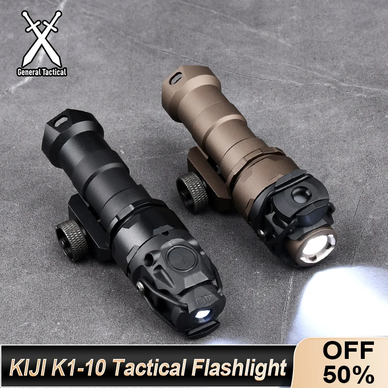 Tactical KIJI K1-10 Metal Powerful Flashlight Lamp Shade Handheld Fit 20mm Rail Hunting Airsoft Weapon Scout Outdoor Light