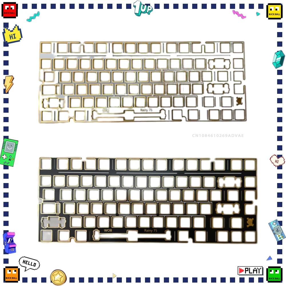 

WOB Rainy75 Slotted Positioning Plate Customized Black Core Immersion Gold FR4 Positioning Plate Mechanical Keyboard Accessory