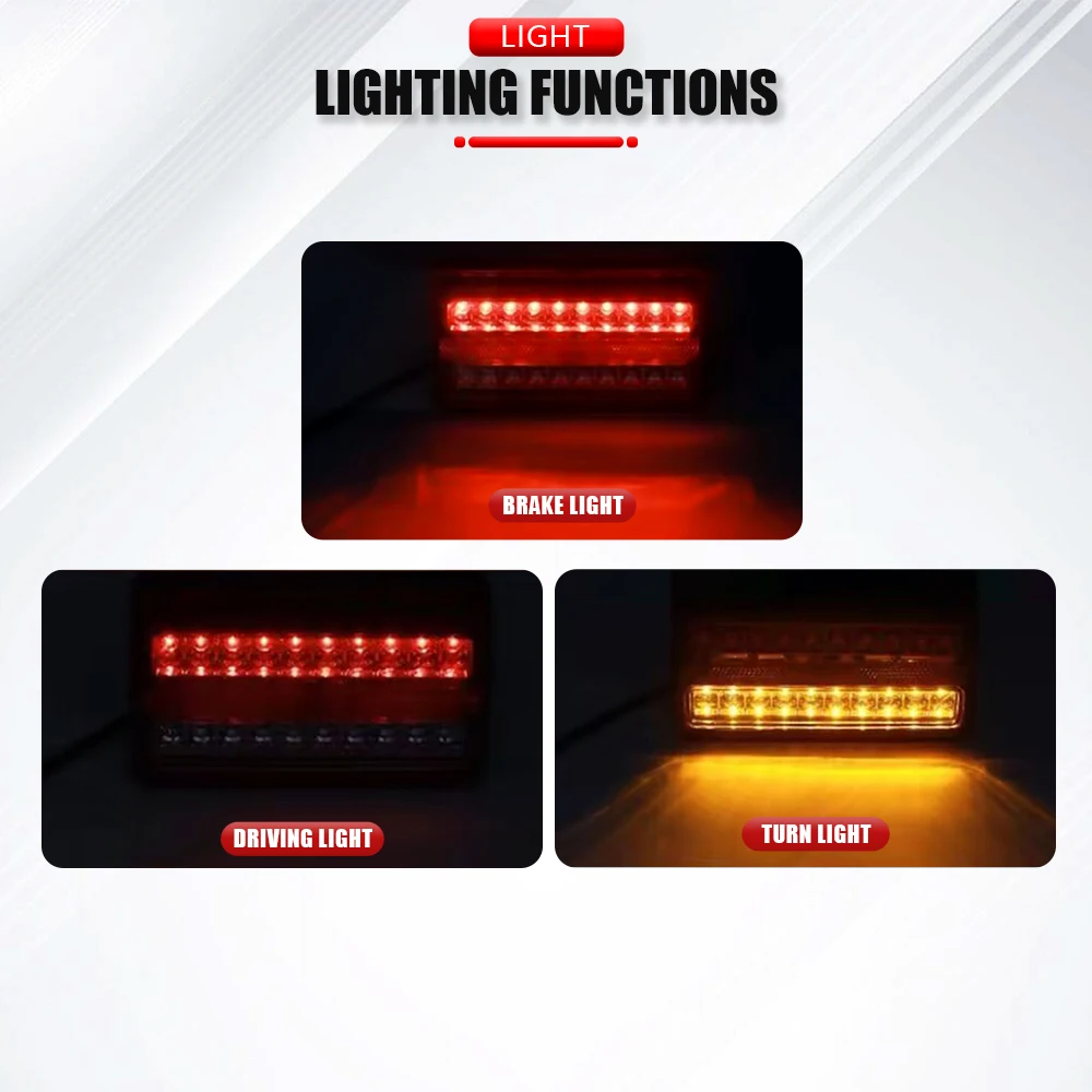 Trailer Tail light Truck Caravan Boat Car LED Rear Tail Light Waterproof Flow Steering Brake Reversing driving light