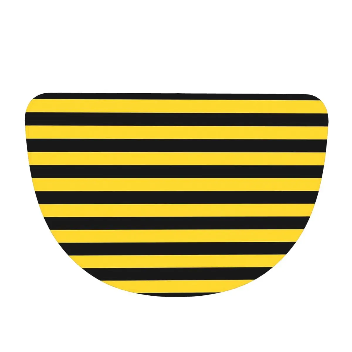 Yellow And Black Honey Bee Stripes Soft Flannel Half Round Doormat Non Slip Bathroom Mat Absorbent Floor Carpet for Laundry Room