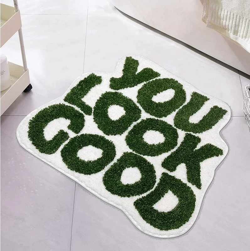 You Look Good Bath Mat Green Bathroom Rugs Funny Cute Bathroom Decor Preppy Cool Rug Non Slip Microfiber Washable Shower Rug