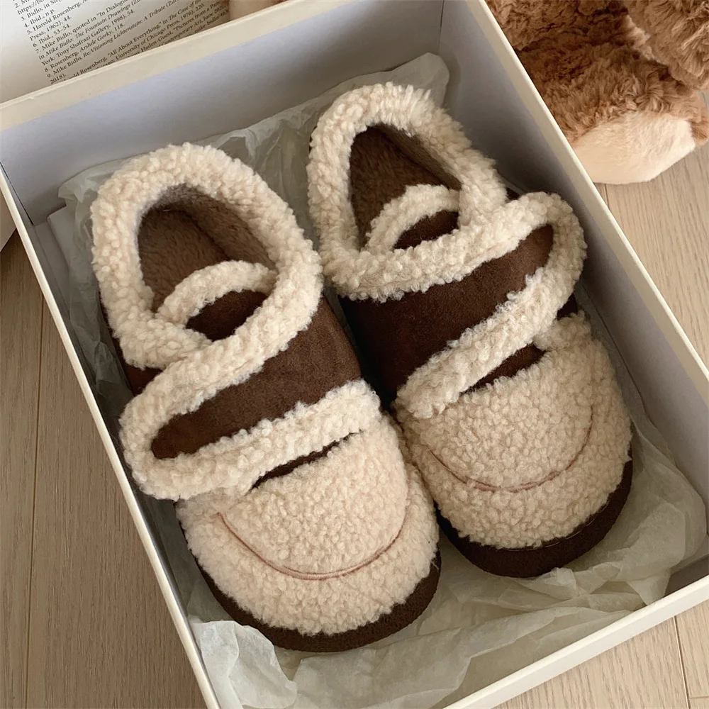 

Retro versatile snow boots, student cotton shoes for women, winter outdoor wear with fleece lining, warm loafer-style shoes