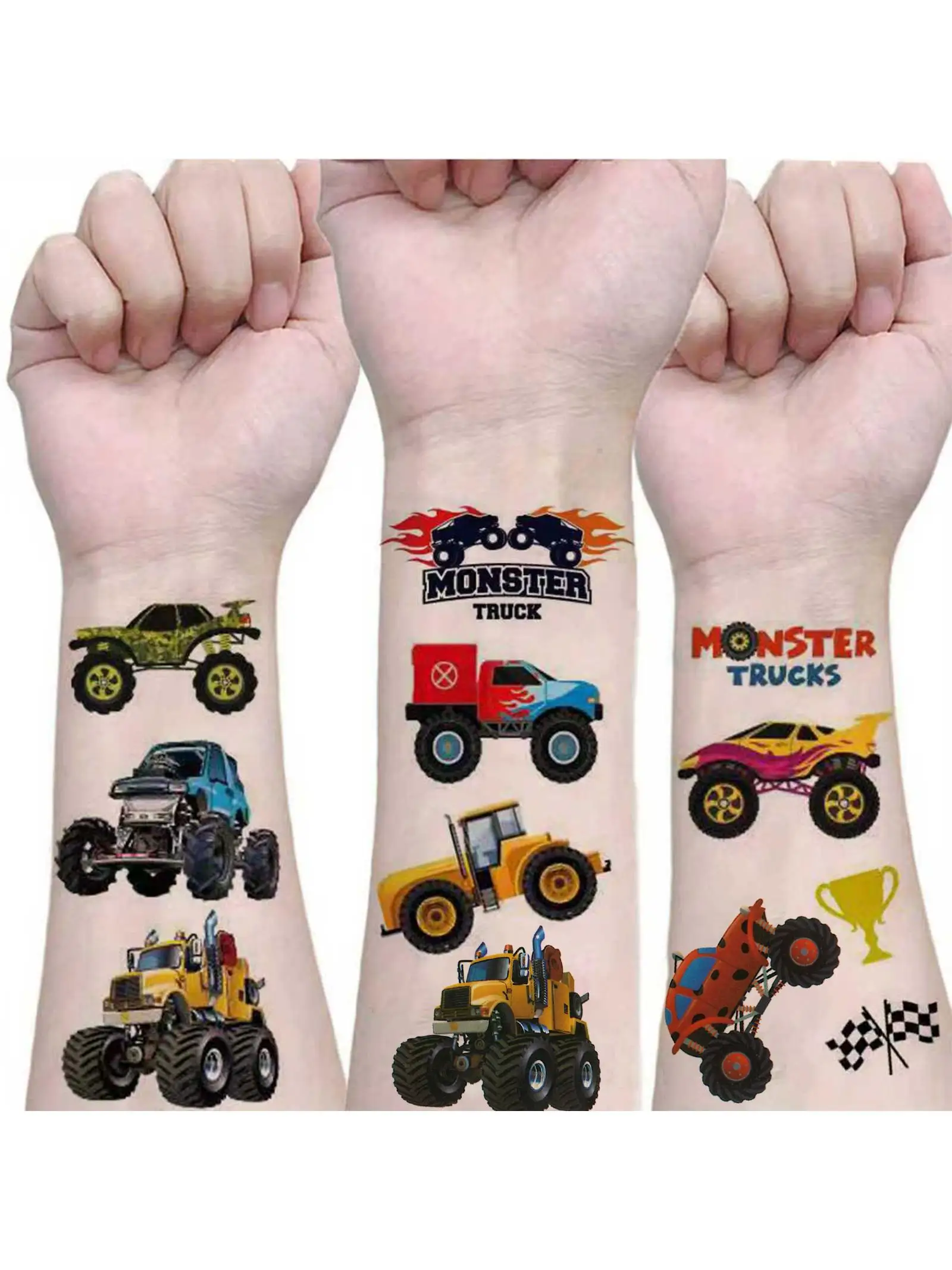 Patch de tatouage pour voiture de course, autocollant imperméable, longue durée, pour bras, fête, temporaire, 10 feuilles