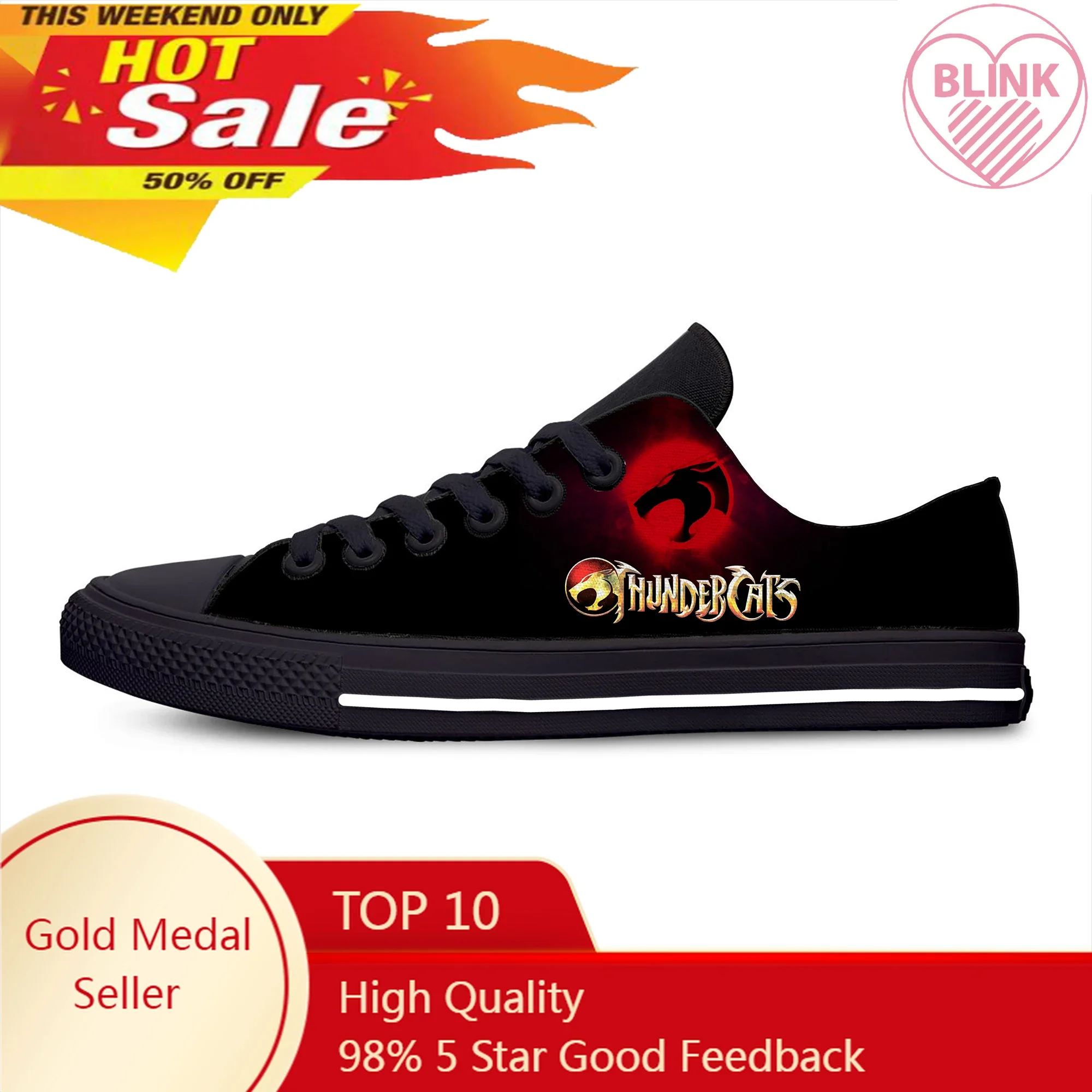 ThunderCats Anime Cartoon Manga Cool Fashion Funny Casual Cloth Shoes Low Top Lightweight Breathable 3D Print Men Women Sneakers