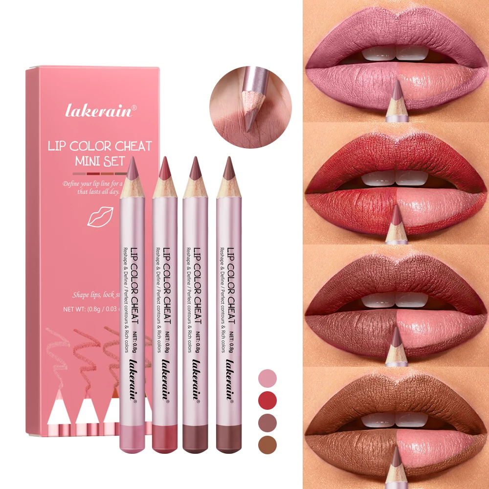 4pcs Lip Liner Pencils Set Long-Lasting Waterproof Lipliner Cosmetics Non-Drying Perfect For Lining Filling Lips Woman Makeup