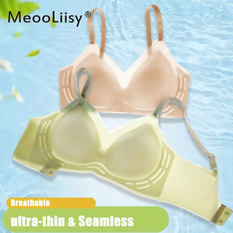 

MeooLiisy Summer Ultra-thin Breathable Bras for Women Thin Cup Seamless Push Up Lingerie Fixed Cup Underwear