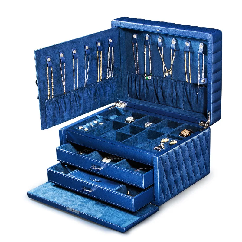 

European leather jewelry box large capacity multi-layer jjewelryring vanity box women