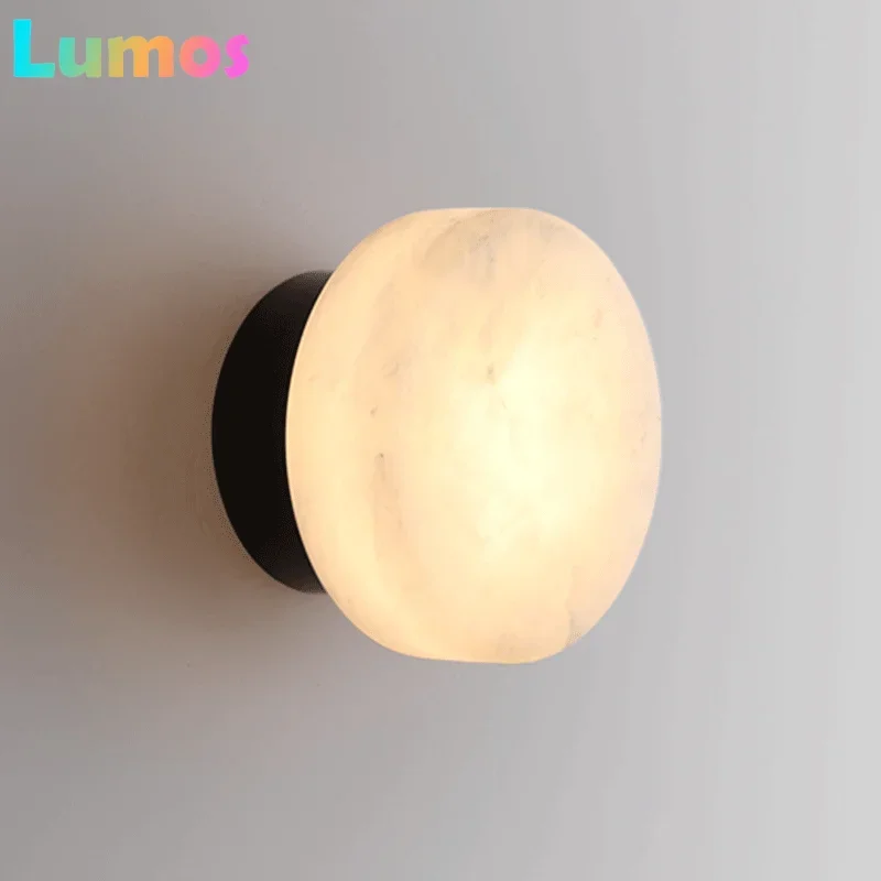 

PF Luxury Spain Natural Marble Round Wall Lamp Nordic Modern LED Room Light Living Room Bedroom Passage Corridor High-end Fixtur