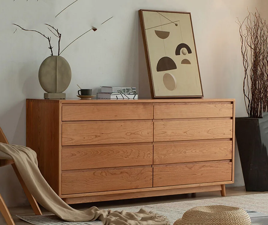 

Скандинавский комод из массива дерева для гостиной, для небольшой квартиры, пристенный, с ящиками.