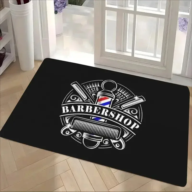 VIKAMA Barber Shop Welcome Mat, Non-Slip Home & Salon Entrance Mat, Washable Floor Mat For Bathroom & Balcony Decor