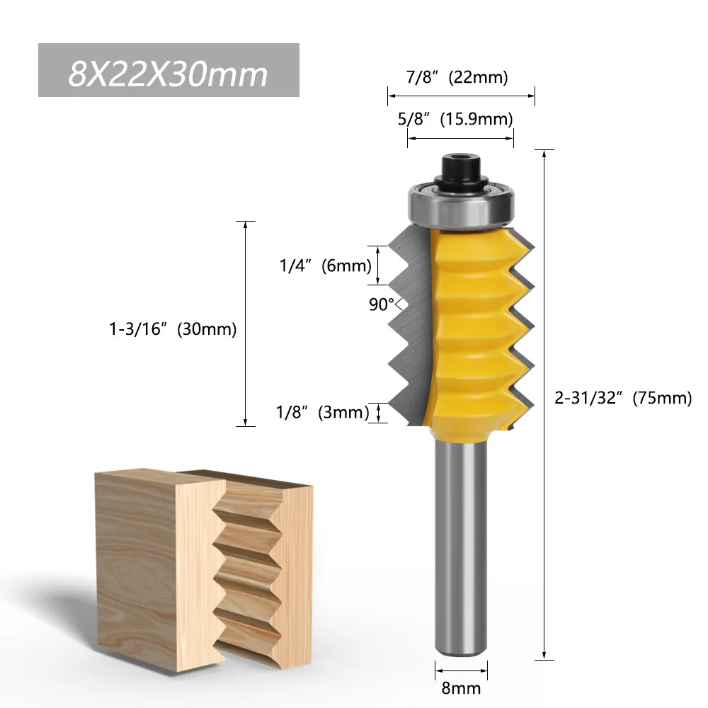 1PC Frez z chwytem 8MM Frez do rzeźbienia w drewnie Frez do kleju Frez do podwyższonych paneli Frez do drewna Czop do drewna