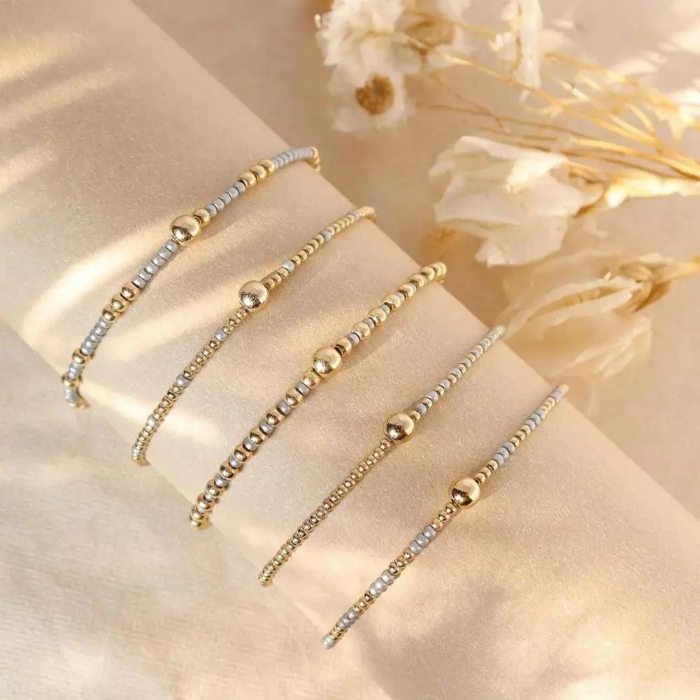 Tiny Beaded Bracelet Stack For Women Elastic Stretch Boho Jewelry Delicate Beads Create A Layered Boho Look