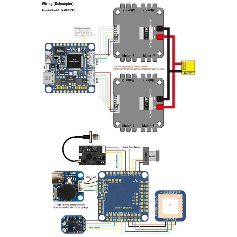 Контроллер полета QWE-H7A3-SLIM STM32H7A3RIT6 Встроенный Baro OSD Blackbox 2-8S Lipo для дрона X8 RC FPV Racing Drone