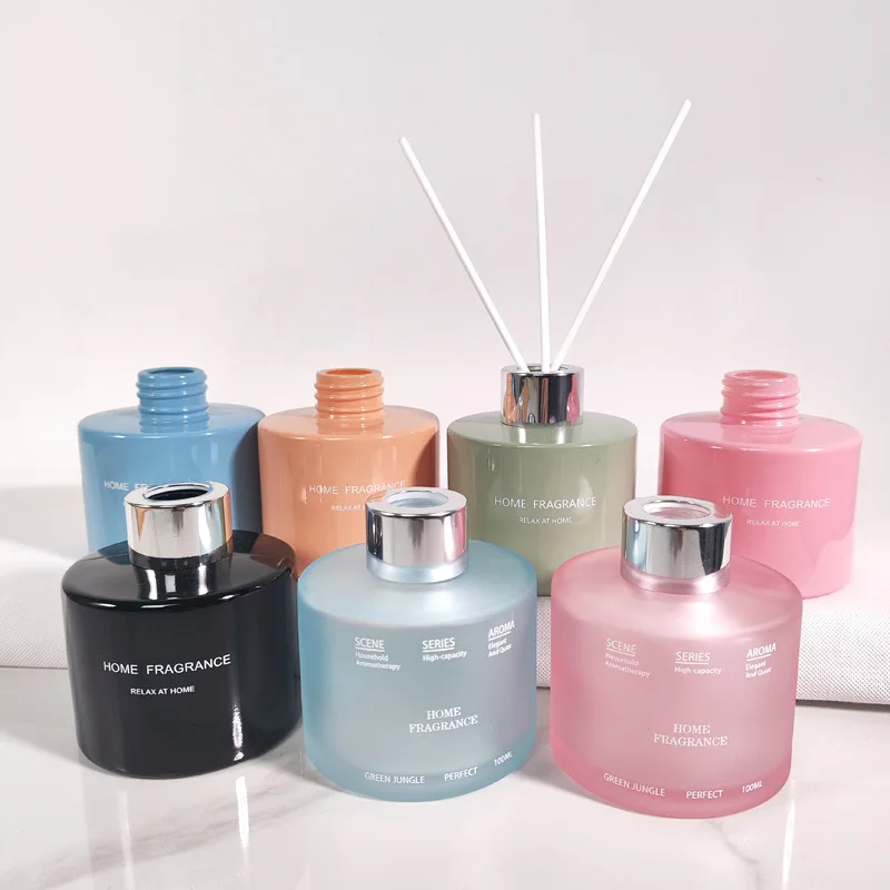 120ml Reed Diffuser Bottle with Cap Empty Aromatherapy Glass Container with Printing For Rattan Stick and Fragrance Oil